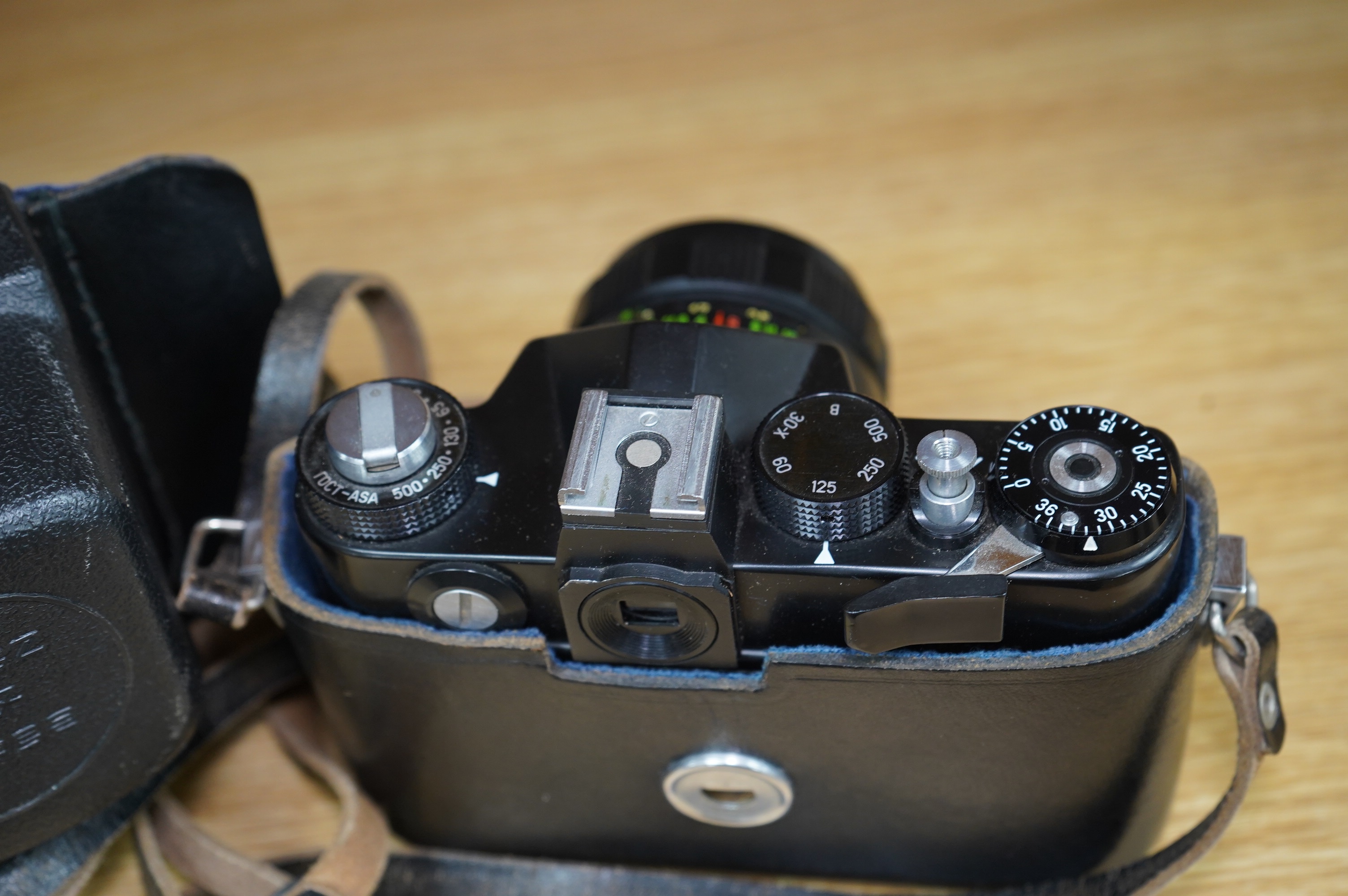 A Zenit 12XP camera with case. Condition - appears to be fair